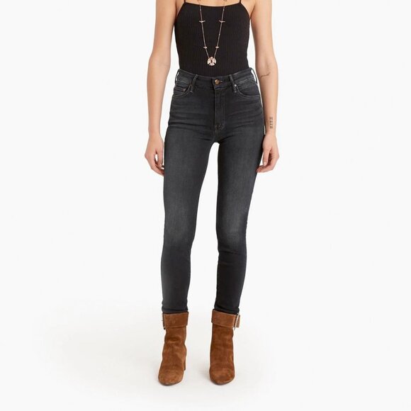 MOTHER High Waisted Looker Skinny Jeans in Coffee, Tea, or Me? 25 - Picture 1 of 6